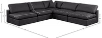 Meridian Furniture - Comfy 118" Black Vegan Leather Upholstered 5pc. Sectional - 188Black-Sec5B - GreatFurnitureDeal