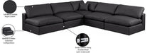 Meridian Furniture - Comfy 118" Black Vegan Leather Upholstered 5pc. Sectional - 188Black-Sec5B - GreatFurnitureDeal