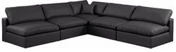 Meridian Furniture - Comfy 118" Black Vegan Leather Upholstered 5pc. Sectional - 188Black-Sec5B - GreatFurnitureDeal