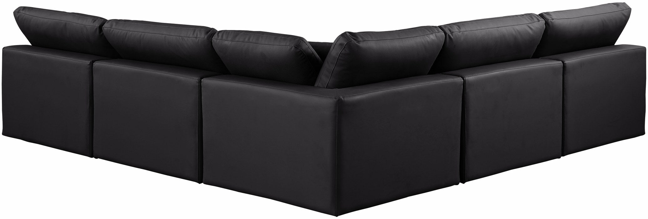 Meridian Furniture - Comfy 118" Black Vegan Leather Upholstered 5pc. Sectional - 188Black-Sec5B - GreatFurnitureDeal