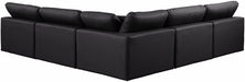 Meridian Furniture - Comfy 118" Black Vegan Leather Upholstered 5pc. Sectional - 188Black-Sec5B - GreatFurnitureDeal
