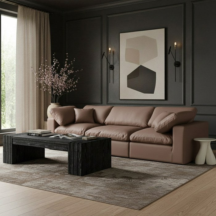 Meridian Furniture - Comfy 119" Brown Vegan Leather Upholstered 3pc. Sofa - 188Brown-S119 - GreatFurnitureDeal