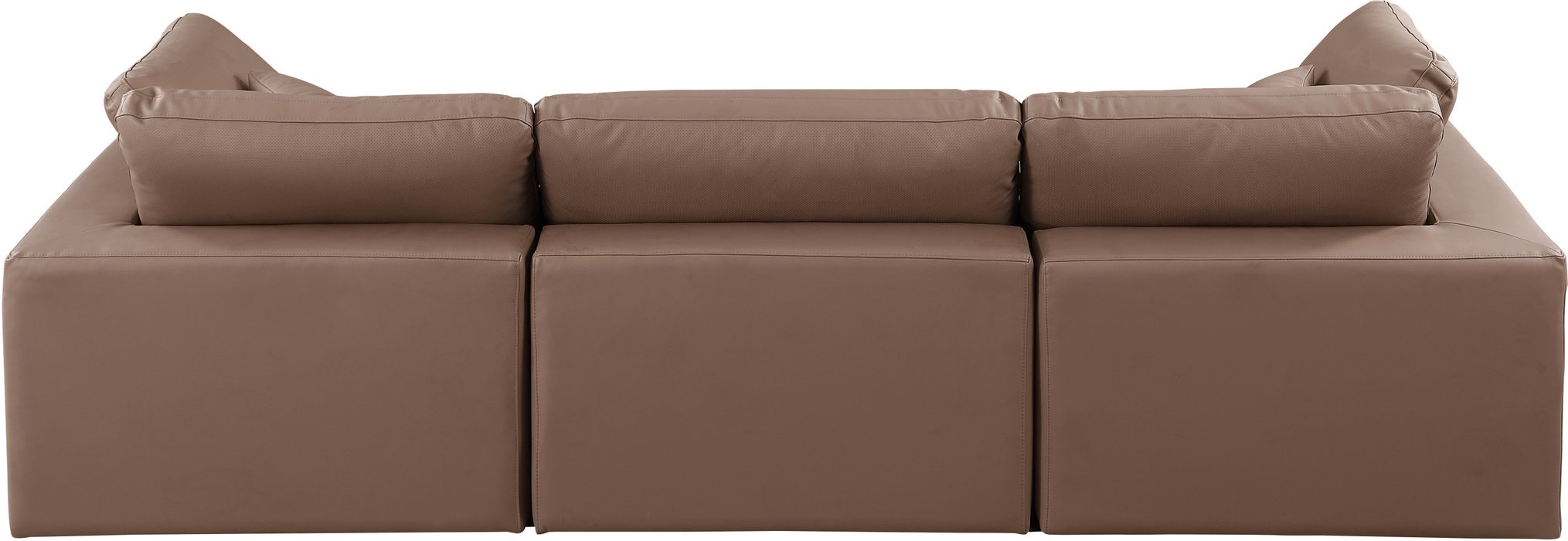 Meridian Furniture - Comfy 119" Brown Vegan Leather Upholstered 3pc. Sofa - 188Brown-S119 - GreatFurnitureDeal