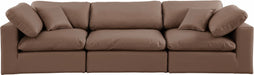 Meridian Furniture - Comfy 119" Brown Vegan Leather Upholstered 3pc. Sofa - 188Brown-S119 - GreatFurnitureDeal