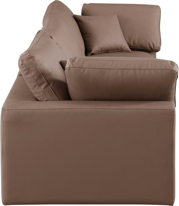 Meridian Furniture - Comfy 119" Brown Vegan Leather Upholstered 3pc. Sofa - 188Brown-S119 - GreatFurnitureDeal