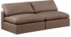 Meridian Furniture - Comfy 78" Brown Vegan Leather Upholstered 2pc. Armless Sofa - 188Brown-S78 - GreatFurnitureDeal