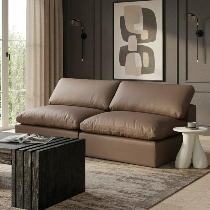 Meridian Furniture - Comfy 78" Brown Vegan Leather Upholstered 2pc. Armless Sofa - 188Brown-S78 - GreatFurnitureDeal