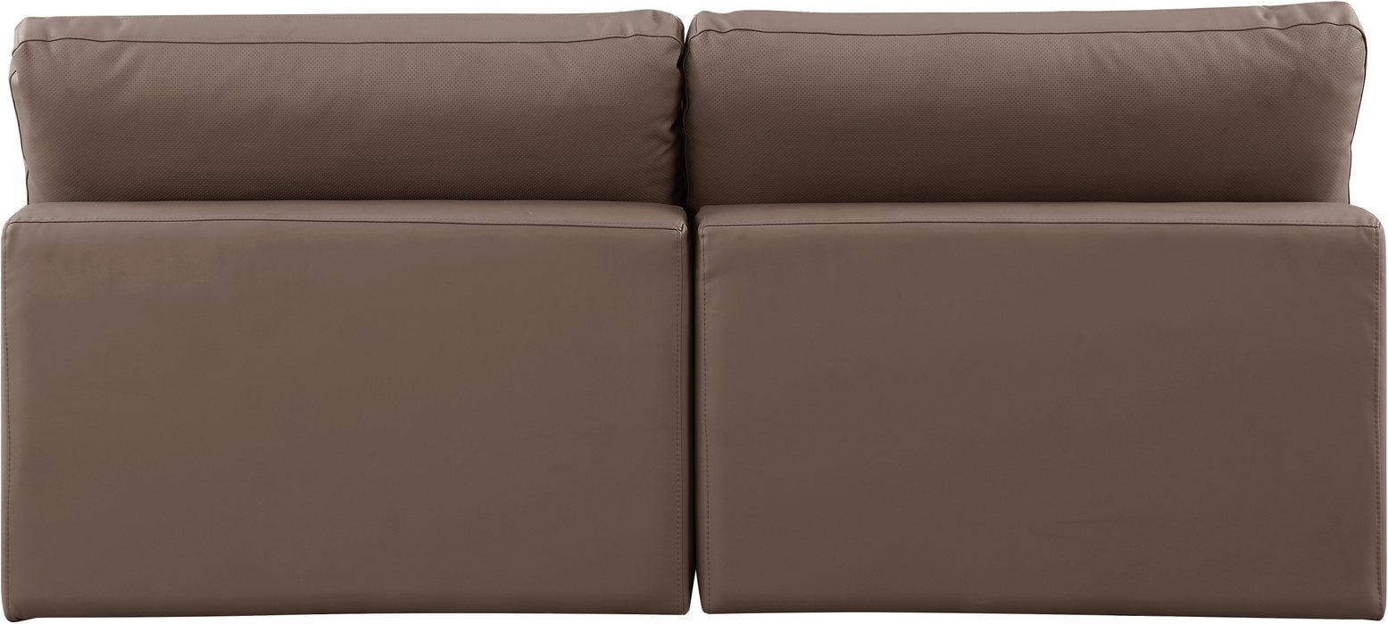 Meridian Furniture - Comfy 78" Brown Vegan Leather Upholstered 2pc. Armless Sofa - 188Brown-S78 - GreatFurnitureDeal