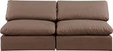 Meridian Furniture - Comfy 78" Brown Vegan Leather Upholstered 2pc. Armless Sofa - 188Brown-S78 - GreatFurnitureDeal