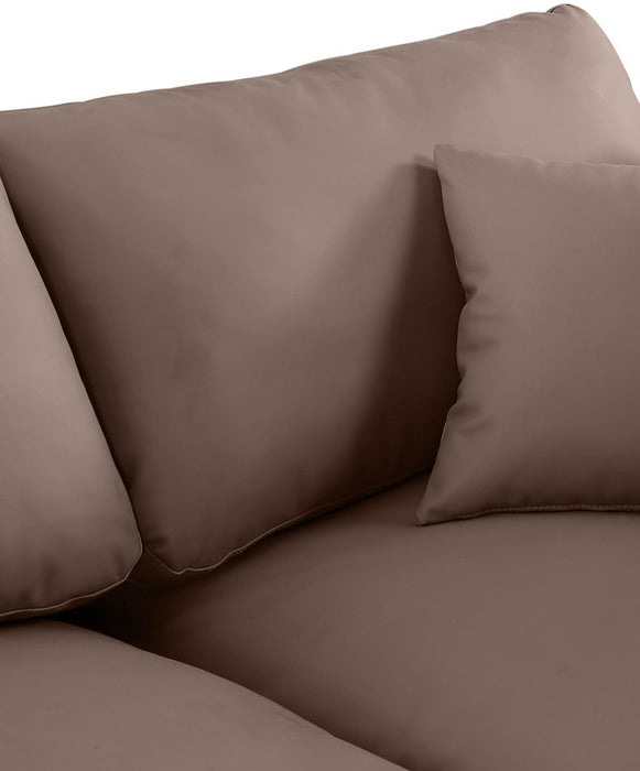 Meridian Furniture - Comfy 78" Brown Vegan Leather Upholstered 2pc. Armless Sofa - 188Brown-S78 - GreatFurnitureDeal