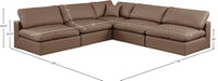 Meridian Furniture - Comfy 118" Brown Vegan Leather Upholstered 5pc. Sectional - 188Brown-Sec5B - GreatFurnitureDeal