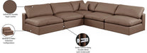Meridian Furniture - Comfy 118" Brown Vegan Leather Upholstered 5pc. Sectional - 188Brown-Sec5B - GreatFurnitureDeal