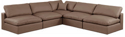 Meridian Furniture - Comfy 118" Brown Vegan Leather Upholstered 5pc. Sectional - 188Brown-Sec5B - GreatFurnitureDeal