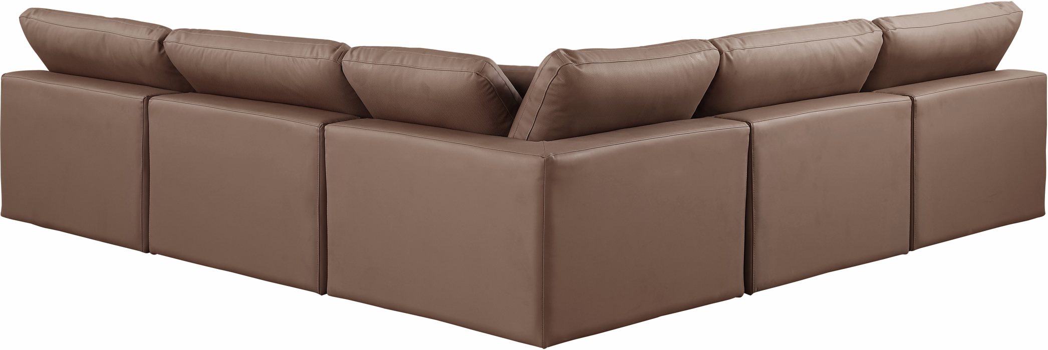 Meridian Furniture - Comfy 118" Brown Vegan Leather Upholstered 5pc. Sectional - 188Brown-Sec5B - GreatFurnitureDeal