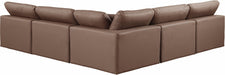 Meridian Furniture - Comfy 118" Brown Vegan Leather Upholstered 5pc. Sectional - 188Brown-Sec5B - GreatFurnitureDeal