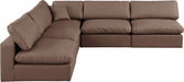 Meridian Furniture - Comfy 118" Brown Vegan Leather Upholstered 5pc. Sectional - 188Brown-Sec5B - GreatFurnitureDeal