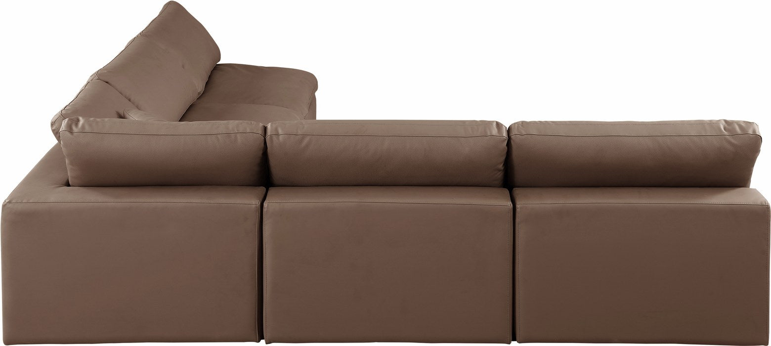 Meridian Furniture - Comfy 118" Brown Vegan Leather Upholstered 5pc. Sectional - 188Brown-Sec5B - GreatFurnitureDeal