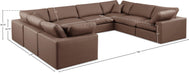 Meridian Furniture - Comfy 158" Brown Vegan Leather Upholstered 8pc. Sectional - 188Brown-Sec8A - GreatFurnitureDeal