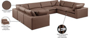 Meridian Furniture - Comfy 158" Brown Vegan Leather Upholstered 8pc. Sectional - 188Brown-Sec8A - GreatFurnitureDeal