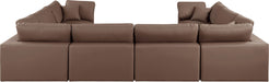 Meridian Furniture - Comfy 158" Brown Vegan Leather Upholstered 8pc. Sectional - 188Brown-Sec8A - GreatFurnitureDeal