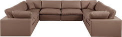 Meridian Furniture - Comfy 158" Brown Vegan Leather Upholstered 8pc. Sectional - 188Brown-Sec8A - GreatFurnitureDeal