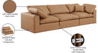 Meridian Furniture - Comfy 119" Cognac Vegan Leather Upholstered 3pc. Sofa - 188Cognac-S119 - GreatFurnitureDeal