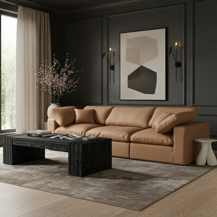Meridian Furniture - Comfy 119" Cognac Vegan Leather Upholstered 3pc. Sofa - 188Cognac-S119 - GreatFurnitureDeal