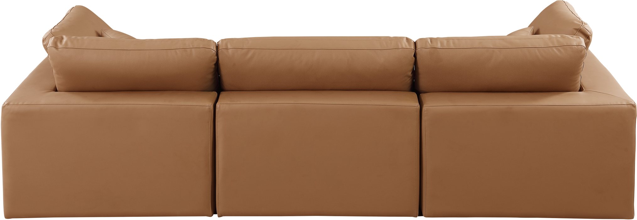 Meridian Furniture - Comfy 119" Cognac Vegan Leather Upholstered 3pc. Sofa - 188Cognac-S119 - GreatFurnitureDeal