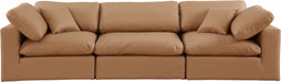 Meridian Furniture - Comfy 119" Cognac Vegan Leather Upholstered 3pc. Sofa - 188Cognac-S119 - GreatFurnitureDeal