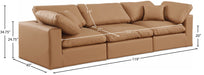 Meridian Furniture - Comfy 119" Cognac Vegan Leather Upholstered 3pc. Sofa - 188Cognac-S119 - GreatFurnitureDeal