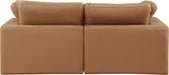 Meridian Furniture - Comfy 80" Cognac Vegan Leather Upholstered 2pc. Sofa - 188Cognac-S80 - GreatFurnitureDeal