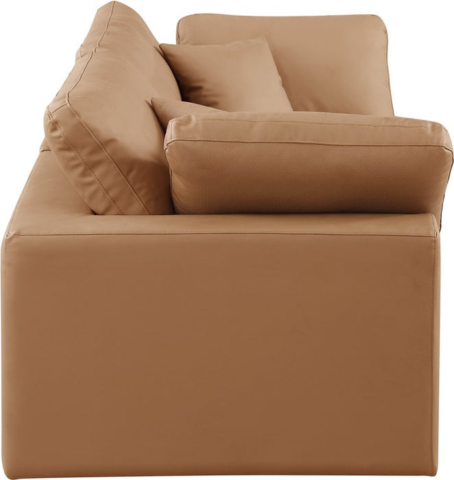 Meridian Furniture - Comfy 80" Cognac Vegan Leather Upholstered 2pc. Sofa - 188Cognac-S80 - GreatFurnitureDeal