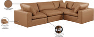 Meridian Furniture - Comfy 119" Cognac Vegan Leather Upholstered 4pc. Sectional - 188Cognac-Sec4C - GreatFurnitureDeal