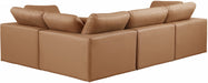 Meridian Furniture - Comfy 119" Cognac Vegan Leather Upholstered 4pc. Sectional - 188Cognac-Sec4C - GreatFurnitureDeal