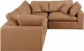Meridian Furniture - Comfy 119" Cognac Vegan Leather Upholstered 4pc. Sectional - 188Cognac-Sec4C - GreatFurnitureDeal