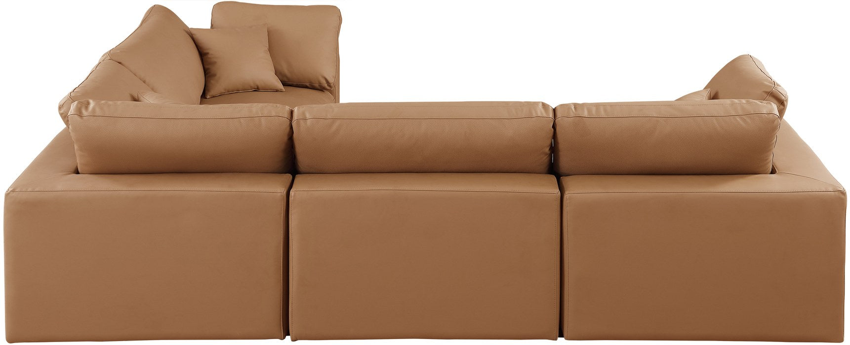 Meridian Furniture - Comfy 119" Cognac Vegan Leather Upholstered 4pc. Sectional - 188Cognac-Sec4C - GreatFurnitureDeal