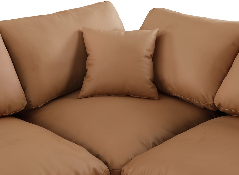 Meridian Furniture - Comfy 119" Cognac Vegan Leather Upholstered 4pc. Sectional - 188Cognac-Sec4C - GreatFurnitureDeal