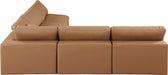 Meridian Furniture - Comfy 118" Cognac Vegan Leather Upholstered 5pc. Sectional - 188Cognac-Sec5B - GreatFurnitureDeal