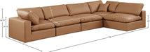 Meridian Furniture - Comfy 158" Cognac Vegan Leather Upholstered 5pc. Sectional - 188Cognac-Sec5D - GreatFurnitureDeal