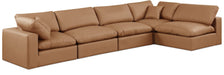 Meridian Furniture - Comfy 158" Cognac Vegan Leather Upholstered 5pc. Sectional - 188Cognac-Sec5D - GreatFurnitureDeal