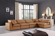 Meridian Furniture - Comfy 158" Cognac Vegan Leather Upholstered 5pc. Sectional - 188Cognac-Sec5D - GreatFurnitureDeal