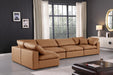 Meridian Furniture - Comfy 158" Cognac Vegan Leather Upholstered 5pc. Sectional - 188Cognac-Sec5D - GreatFurnitureDeal