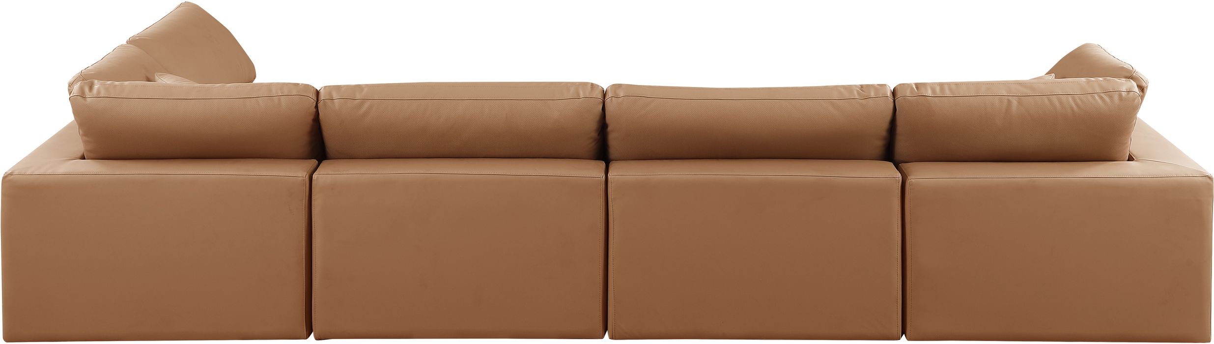 Meridian Furniture - Comfy 158" Cognac Vegan Leather Upholstered 5pc. Sectional - 188Cognac-Sec5D - GreatFurnitureDeal
