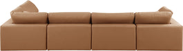 Meridian Furniture - Comfy 158" Cognac Vegan Leather Upholstered 5pc. Sectional - 188Cognac-Sec5D - GreatFurnitureDeal