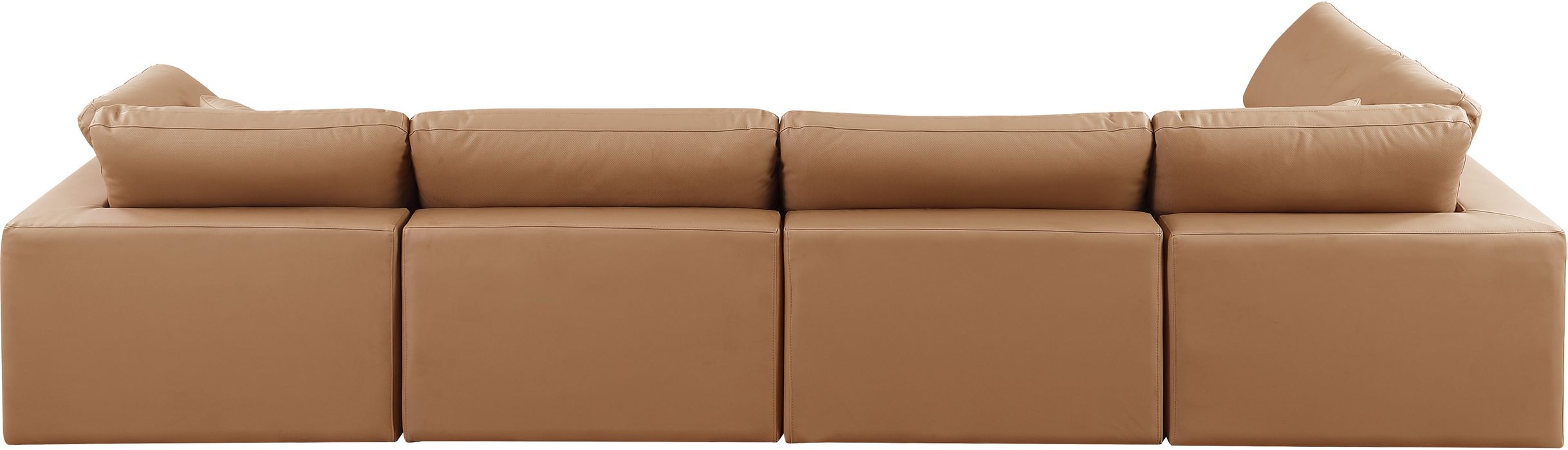 Meridian Furniture - Comfy 158" Cognac Vegan Leather Upholstered 5pc. Sectional - 188Cognac-Sec5D - GreatFurnitureDeal