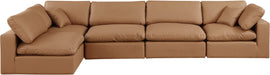 Meridian Furniture - Comfy 158" Cognac Vegan Leather Upholstered 5pc. Sectional - 188Cognac-Sec5D - GreatFurnitureDeal
