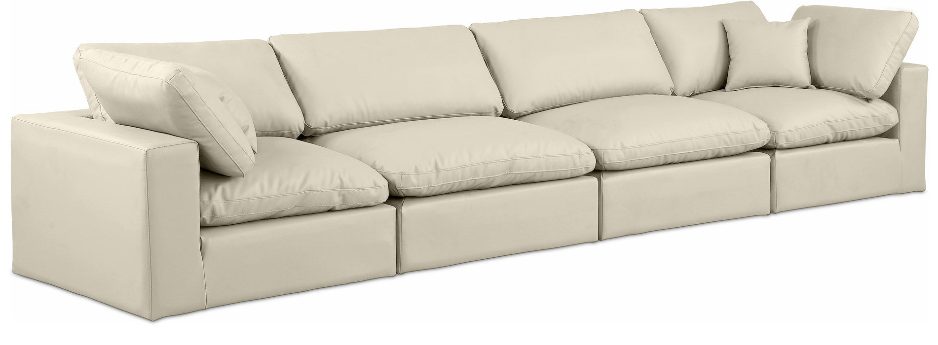 Meridian Furniture - Comfy 158" Cream Vegan Leather Upholstered 4pc. Sofa - 188Cream-S158 - GreatFurnitureDeal