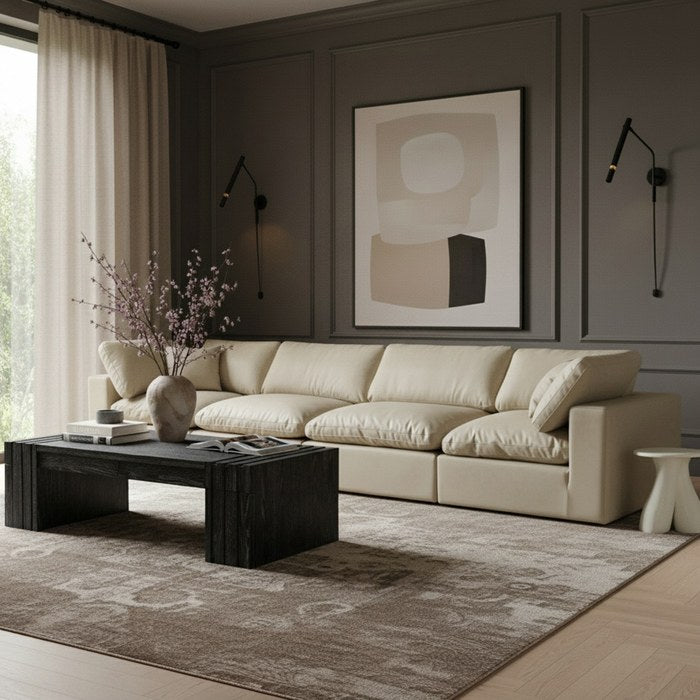 Meridian Furniture - Comfy 158" Cream Vegan Leather Upholstered 4pc. Sofa - 188Cream-S158 - GreatFurnitureDeal