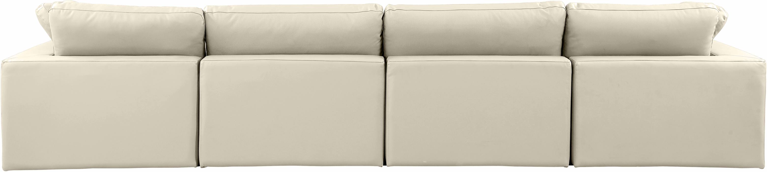 Meridian Furniture - Comfy 158" Cream Vegan Leather Upholstered 4pc. Sofa - 188Cream-S158 - GreatFurnitureDeal