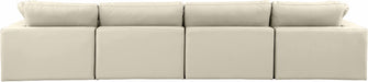 Meridian Furniture - Comfy 158" Cream Vegan Leather Upholstered 4pc. Sofa - 188Cream-S158 - GreatFurnitureDeal